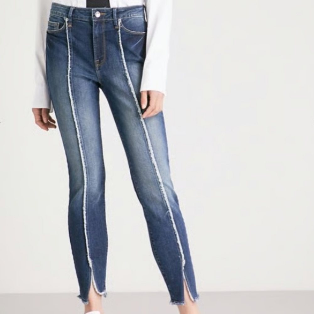 Good American Raw Hem Skinny Jeans